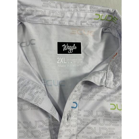 Waggle Men's 2XL Performance Golf Polo Shirt "DUDE" print EUC - Picture 6 of 6